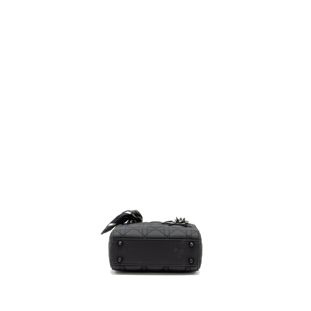 DIOR MINI LADY DIOR ULTRAMATTE CANNAGE CALFSKIN SO BLACK
