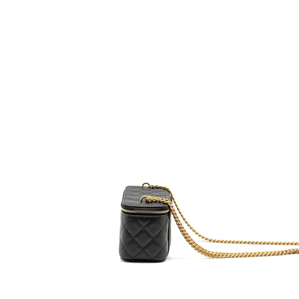 CHANEL COCO LOVE LONG VANITY WITH ADJUSTABLE CHAIN CAVIAR BLACK GHW (MICROCHIP)
