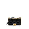 CHANEL MEDIUM BOY BAG CAVIAR BLACK BRUSHED GHW (MICROCHIP )