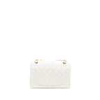 CHANEL SMALL CLASSIC DOUBLE FLAP BAG CAVIAR WHITE LGHW (MICROCHIP)