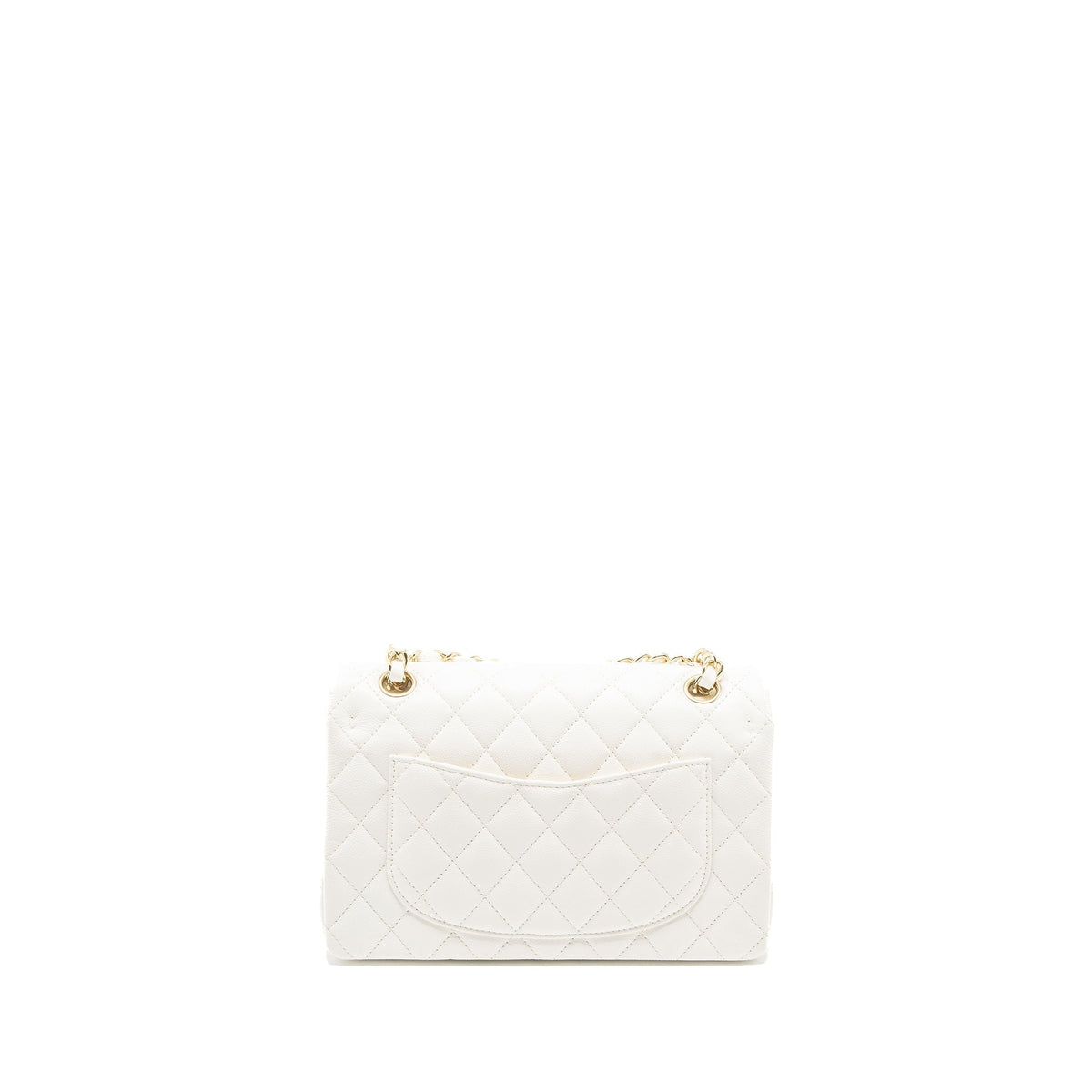 CHANEL SMALL CLASSIC DOUBLE FLAP BAG CAVIAR WHITE LGHW (MICROCHIP)
