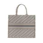 DIOR LARGE BOOK TOTE DIOR OBLIQUE EMBROIDERY ECRU/ GREY