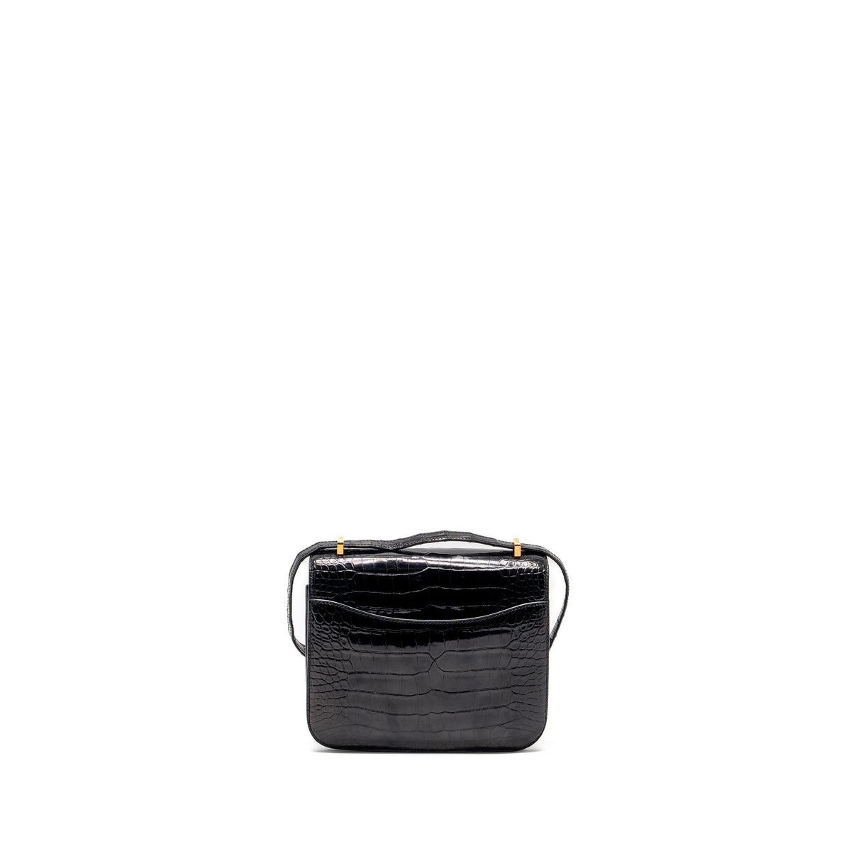 HERMES MINI CONSTANCE ALLIGATOR MISSISSIPPIENSIS SHINY BLACK GHW