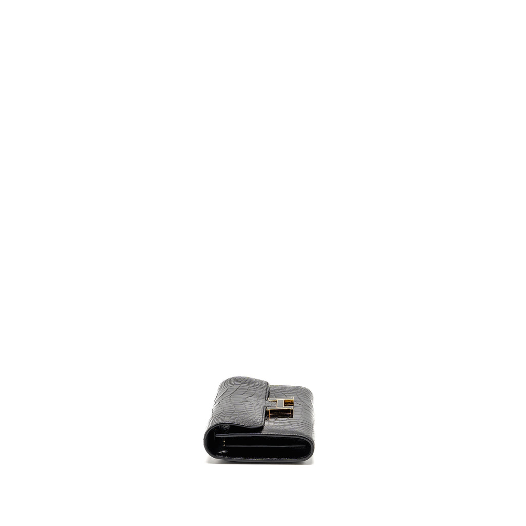 HERMES Constance To Go Alligator Mississippiensis Black with black Hardware