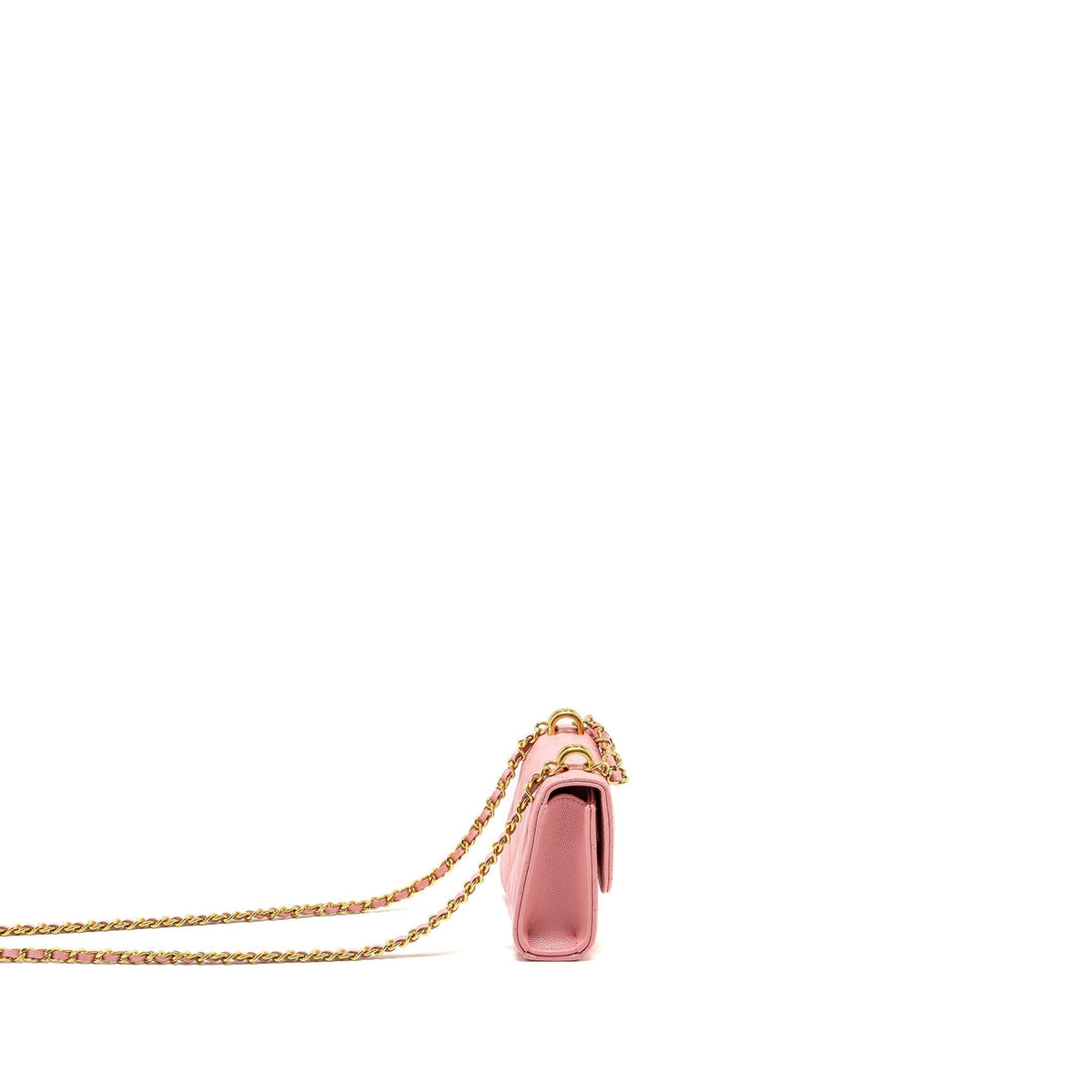 CHANEL MINI FLAP BAG WITH CHAIN HANDLE CAVIAR PINK GHW (MICROCHIP)