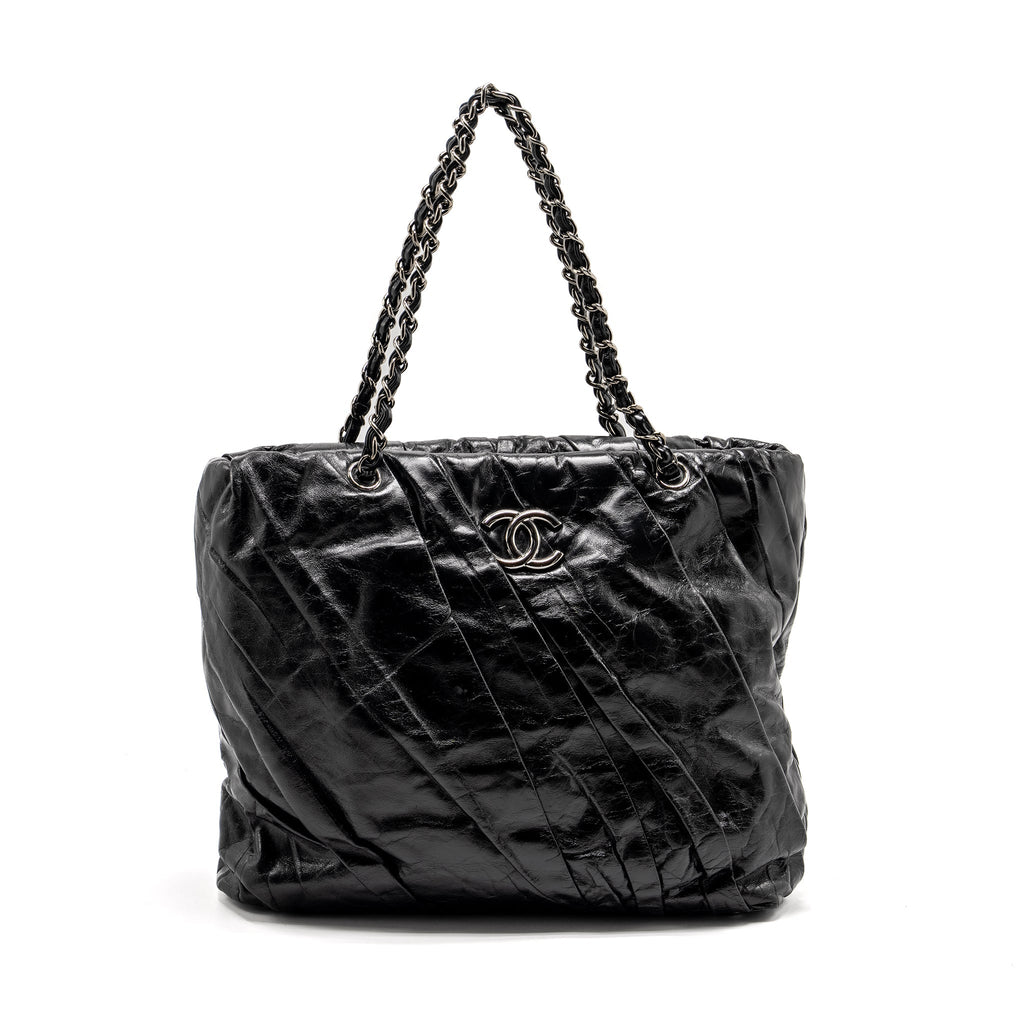 CHANEL TWISTED TOTE BAG CALFSKIN BLACK SHW