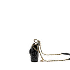 CHANEL 23C SMALL HOBO BAG SHINY CALFSKIN BLACK BRUSHED GHW(MICROCHIP)