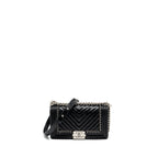 CHANEL MEDIUM CHEVRON BOY BAG LIMITED EDITION CALFSKIN BLACK SHW