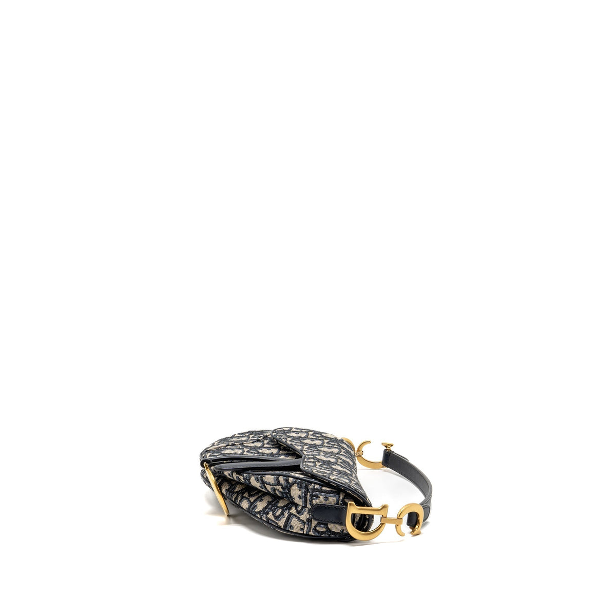 DIOR MINI SADDLE BAG BLUE OBLIQUE JACQUARD CANVAS GHW