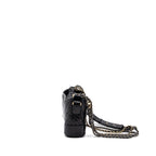 CHANEL SMALL GABRIELLE HOBO BAG CHEVRON AGED CALFSKIN BLACK MULTICOLOUR HARDWARE