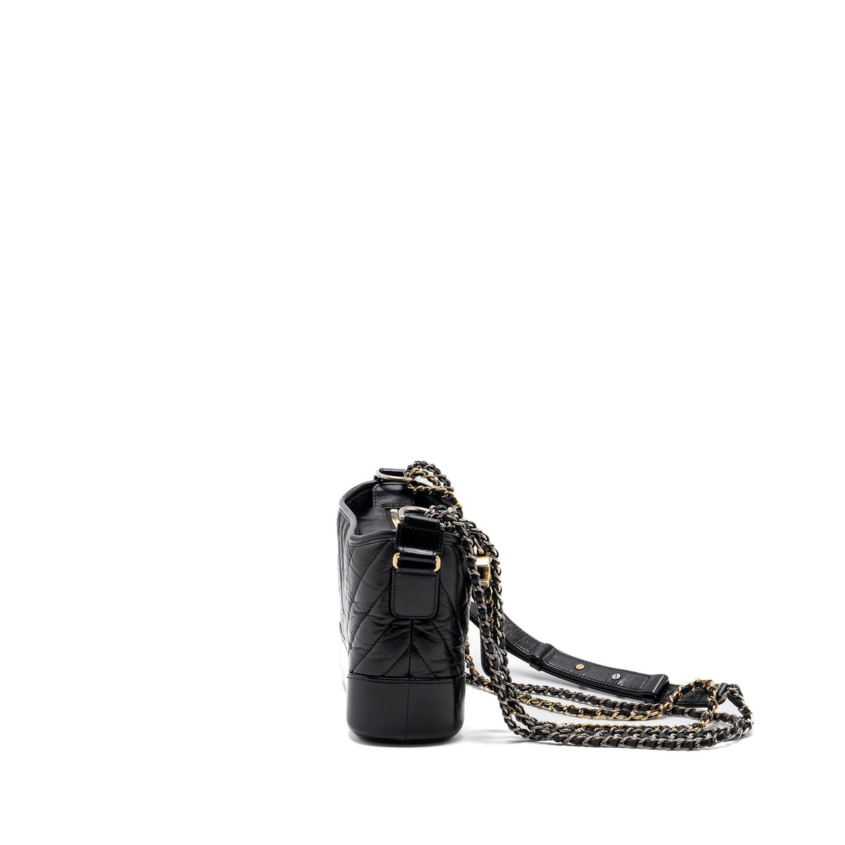 CHANEL SMALL GABRIELLE HOBO BAG CHEVRON AGED CALFSKIN BLACK MULTICOLOUR HARDWARE