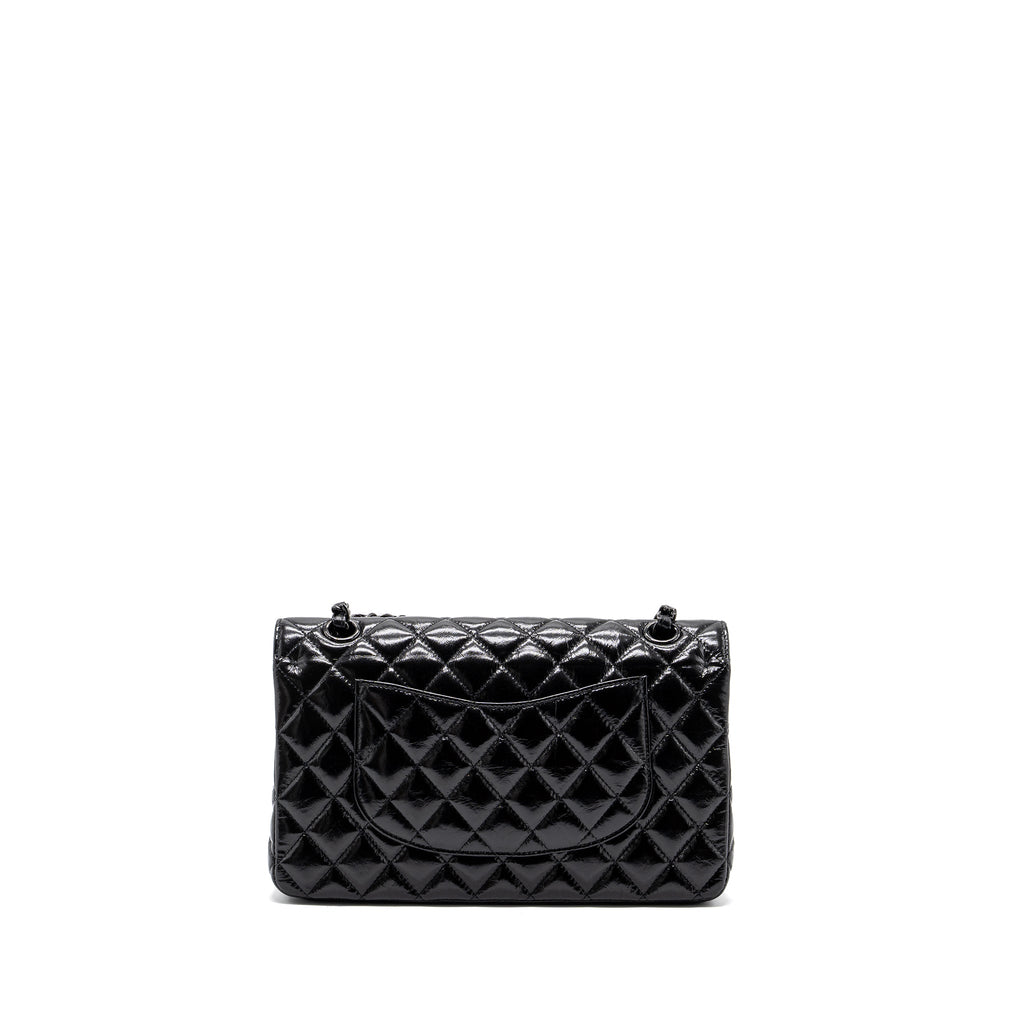 CHANEL MEDIUM CLASSIC DOUBLE FLAP BAG SHINY CALFSKIN SO BLACK