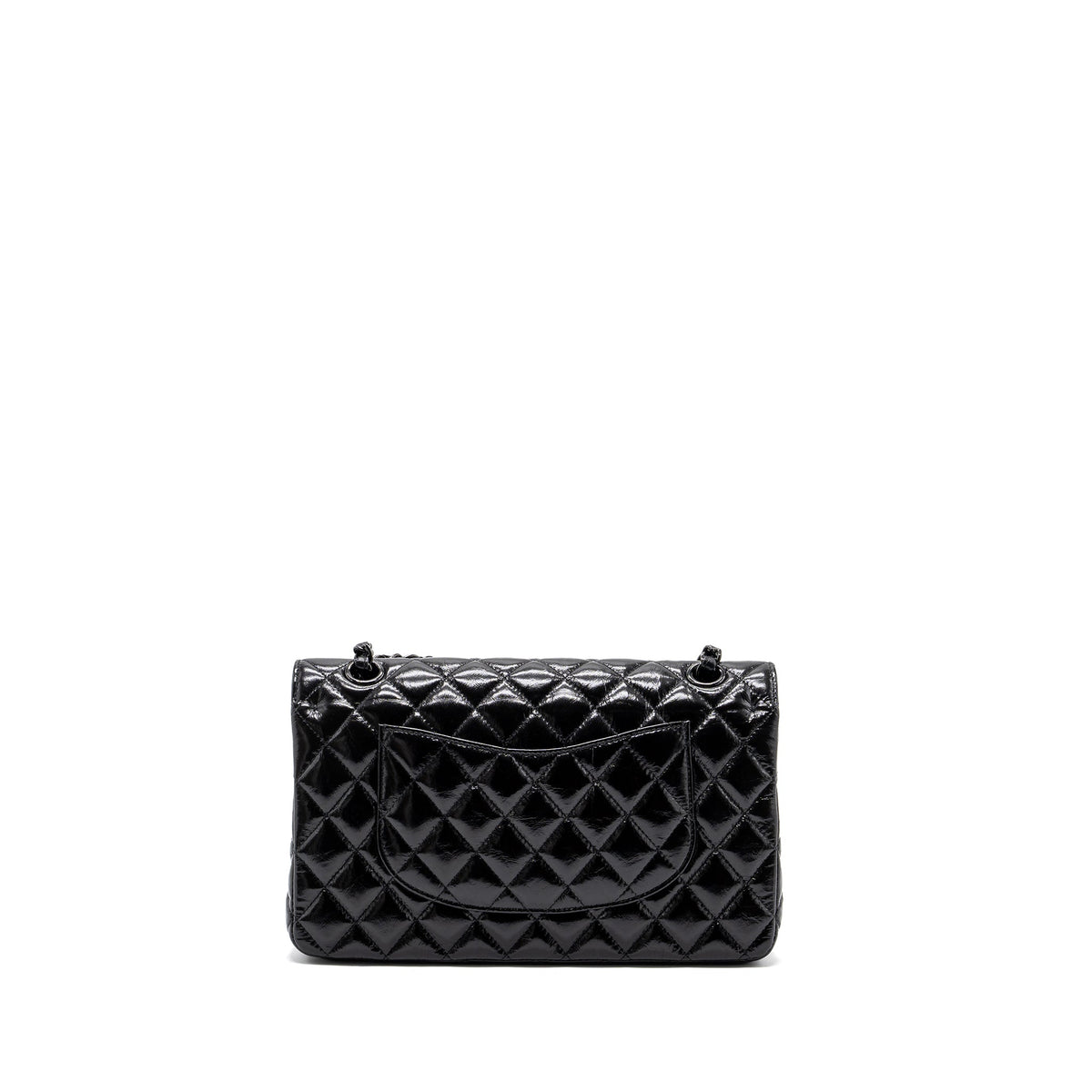 CHANEL MEDIUM CLASSIC DOUBLE FLAP BAG SHINY CALFSKIN SO BLACK