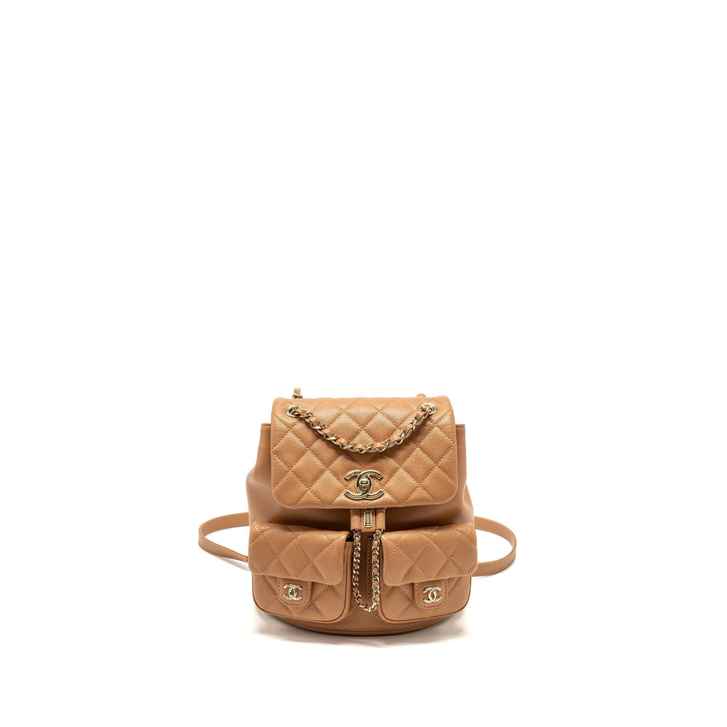 CHANEL TRIPLE PACK BACKPACK CAVIAR CARAMEL LGHW (MICROCHIP)