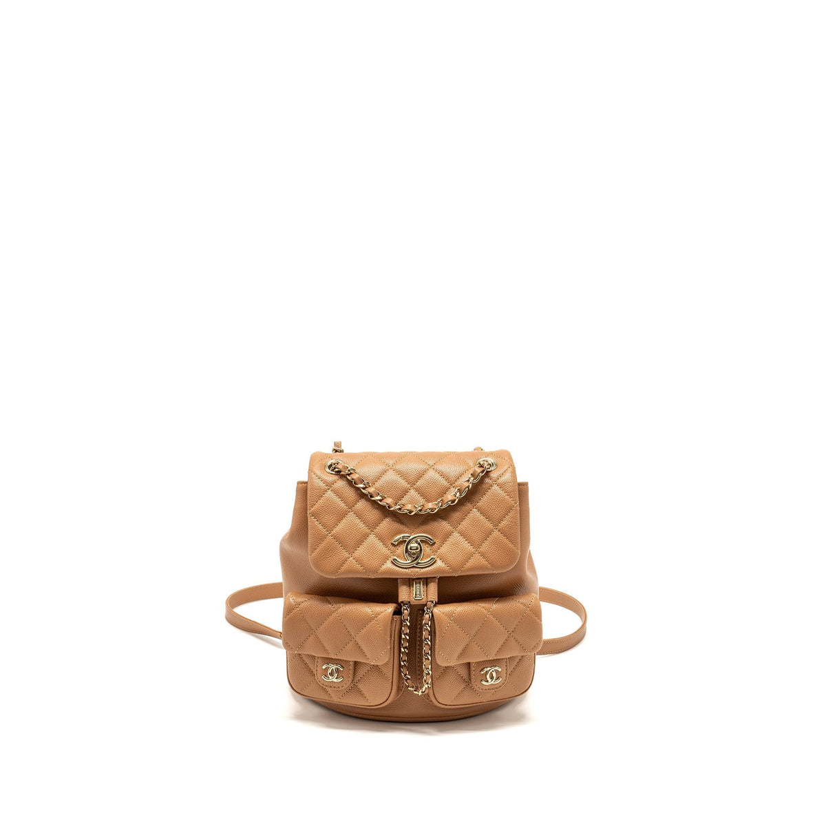 CHANEL TRIPLE PACK BACKPACK CAVIAR CARAMEL LGHW (MICROCHIP)