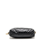 CHANEL SMALL 22 BAG GOLD LETTER SHINY CALFSKIN BLACK GHW (MICROCHIP)