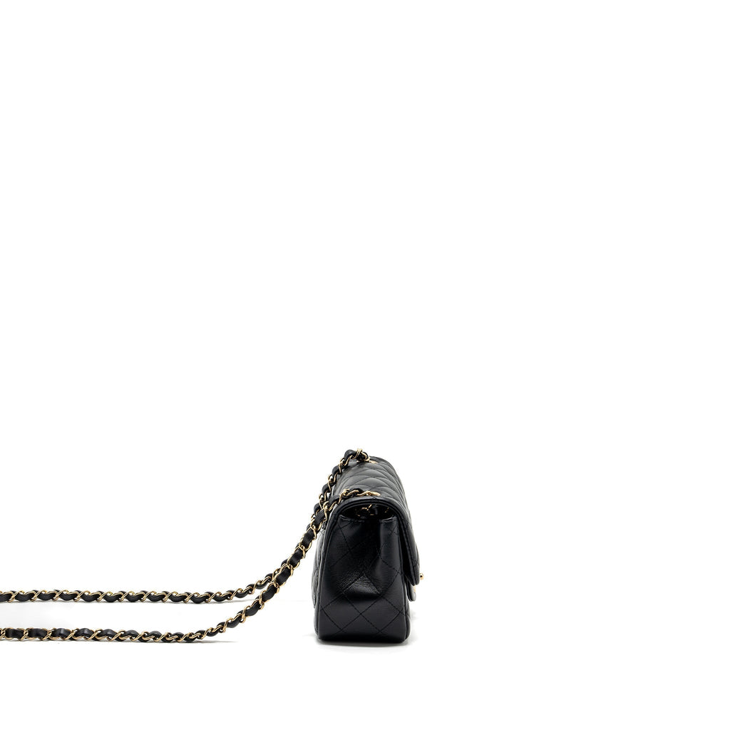 CHANEL MINI SQUARE FLAP BAG LAMBSKIN BLACK GHW (MICROCHIP)