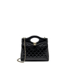 CHANEL MINI 31 BAG SHINY CALFSKIN BLACK LGHW (MICROCHIP)