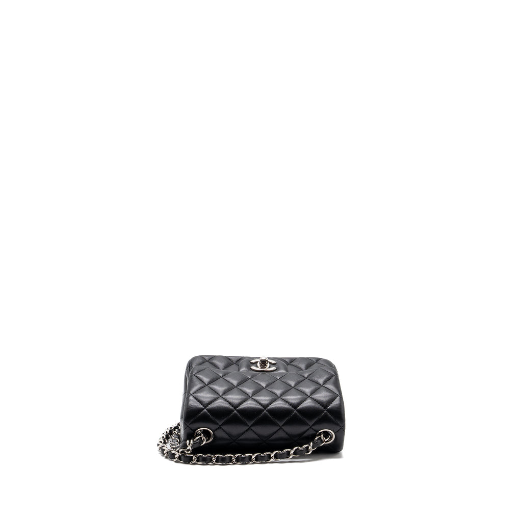 CHANEL MINI SQUARE FLAP BAG LAMBSKIN BLACK SHW