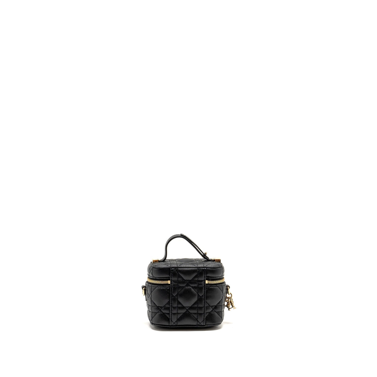 DIOR MICRO LADY DIOR VANITY CASE BAG CANNAGE LAMBSKIN BLACK LGHW