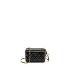 CHANEL 24A LONG VANITY CASE WITH CC LOGO ADJUSTABLE CHAIN LAMBSKIN BLACK GHW(MICROCHIP)