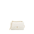 CHANEL SMALL CLASSIC DOUBLE FLAP BAG CAVIAR WHITE LGHW (MICROCHIP)