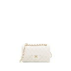 CHANEL SMALL CLASSIC DOUBLE FLAP BAG CAVIAR WHITE LGHW (MICROCHIP)