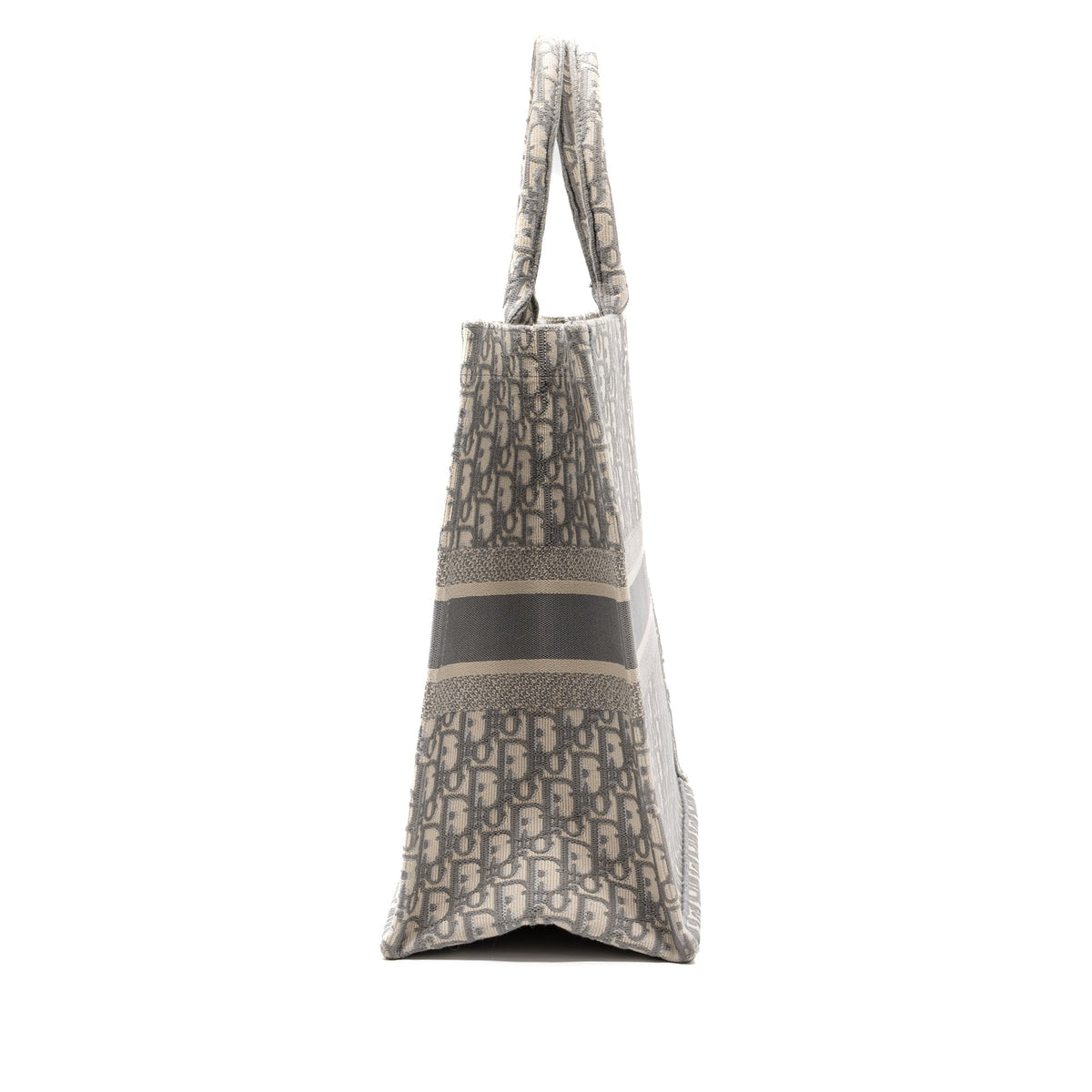 DIOR LARGE BOOK TOTE DIOR OBLIQUE EMBROIDERY ECRU/ GREY
