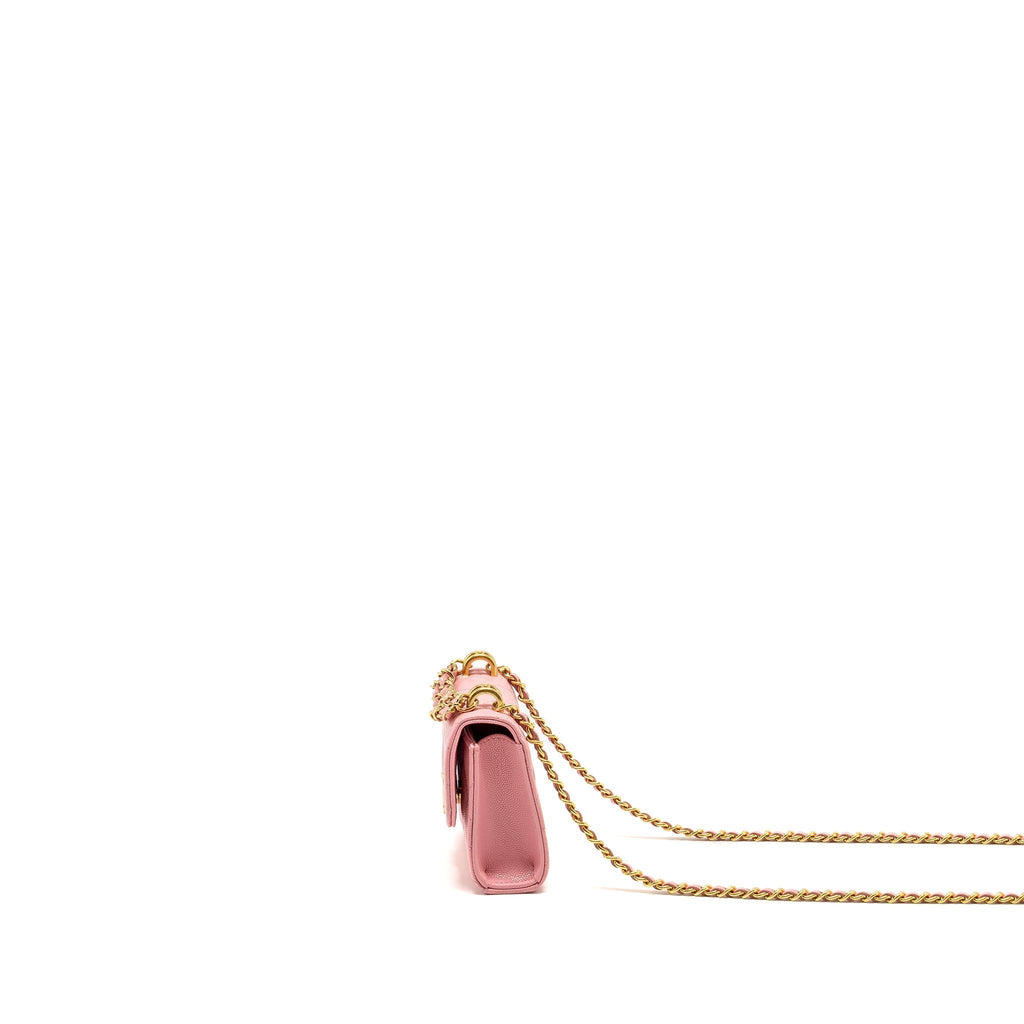 CHANEL MINI FLAP BAG WITH CHAIN HANDLE CAVIAR PINK GHW (MICROCHIP)
