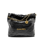 CHANEL 23A MEDIUM 22 BAG CALFSKIN BLACK GHW (MICROCHIP)