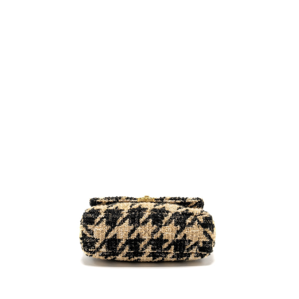 CHANEL SMALL 19 BAG TWEED BEIGE / BLACK MULTICOLOUR HARDWARE