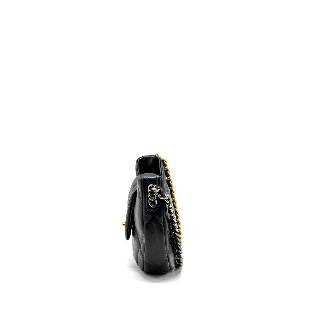 CHANEL 24C HOBO SHOULDER BAG LAMBSKIN BLACK MULTICOLOUR HARDWARE (MICROCHIP)