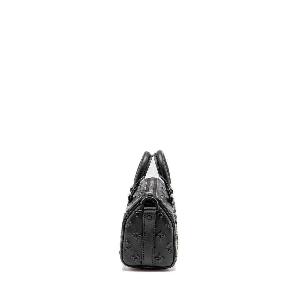 LOUIS VUITTON KEEPALL XS MONOGRAM SEAL COWHIDE LEATHER SO BLACK