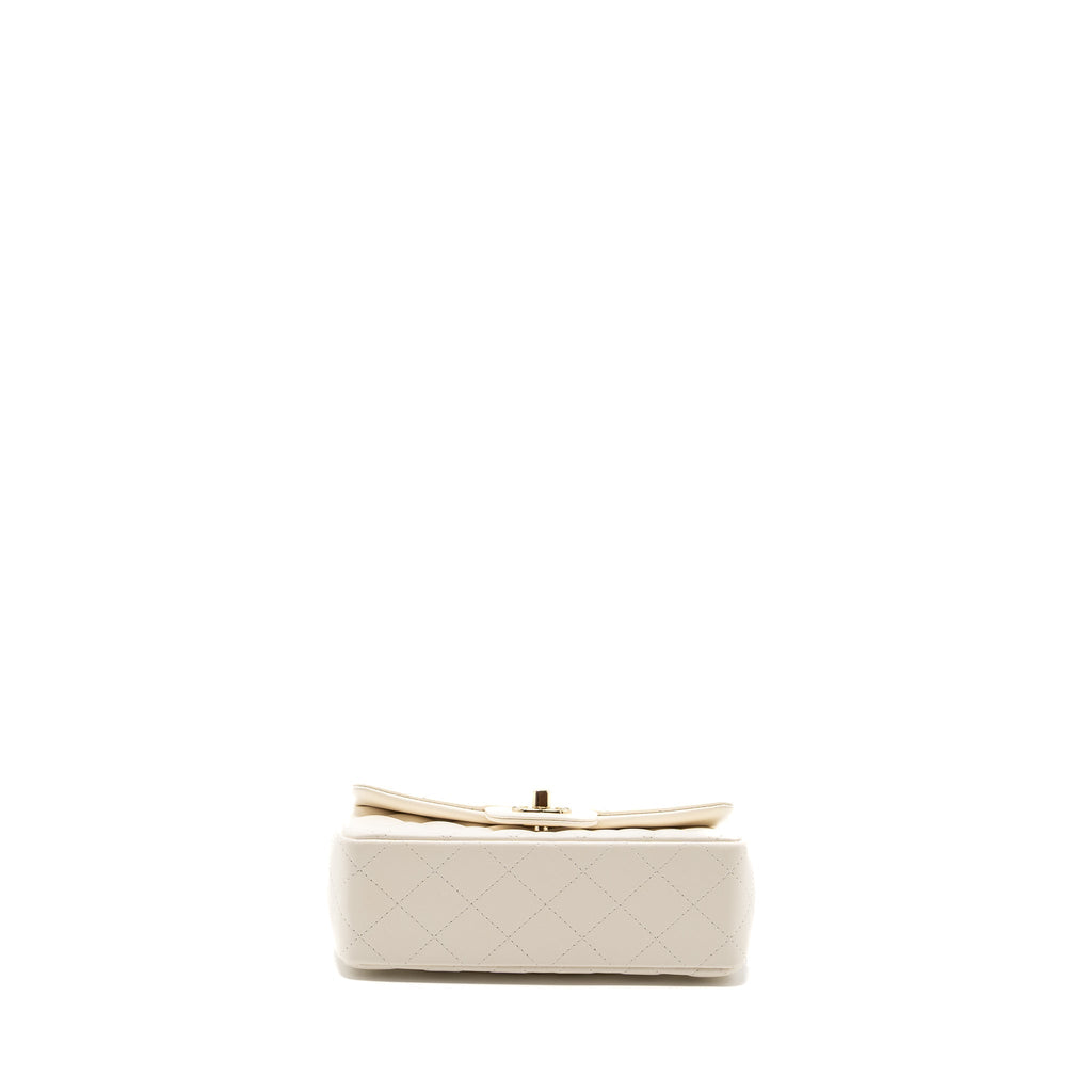 CHANEL MINI RECTANGULAR FLAP BAG LAMBSKIN WHITE LGHW (MICROCHIP)