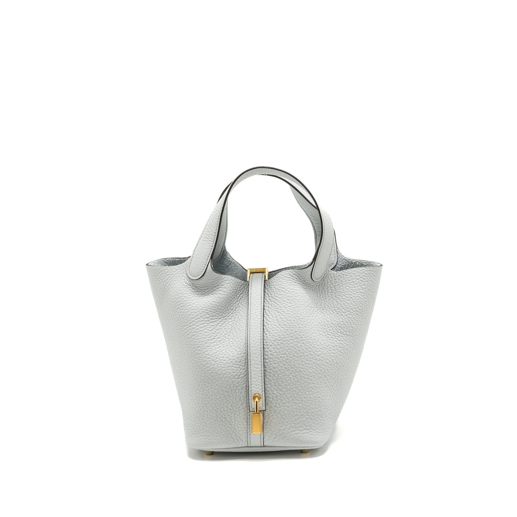 HERMES PICOTIN 18 LOCK BAG CLEMENCE Blue Pale GHW