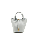 HERMES PICOTIN 18 LOCK BAG CLEMENCE Blue Pale GHW