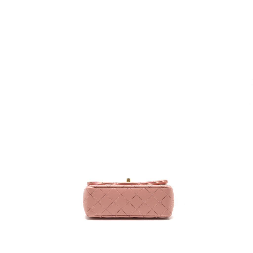 CHANEL PEARL CRUSH MINI RECTANGULAR FLAP BAG LAMBSKIN PINK GHW (MICROCHIP)
