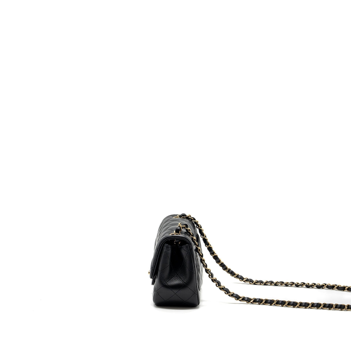 CHANEL MINI SQUARE FLAP BAG LAMBSKIN BLACK GHW (MICROCHIP)