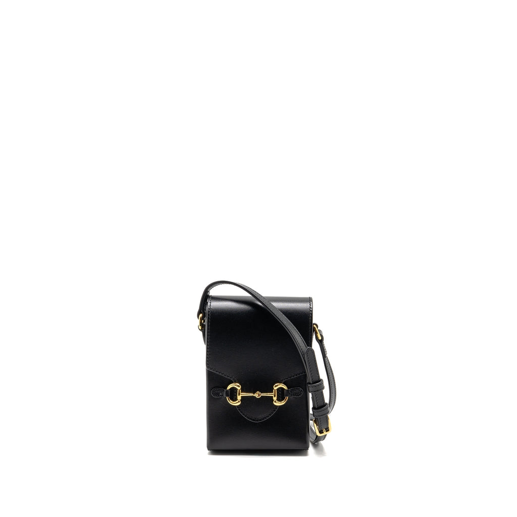 GUCCI HORSEBIT MINI CROSSBODY BAG LEATHER BLACK GHW