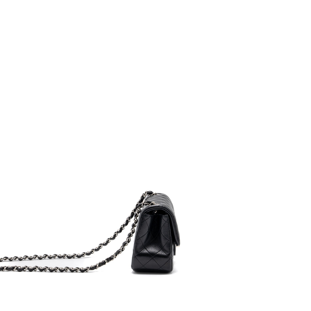 CHANEL MINI SQUARE FLAP BAG LAMBSKIN BLACK SHW