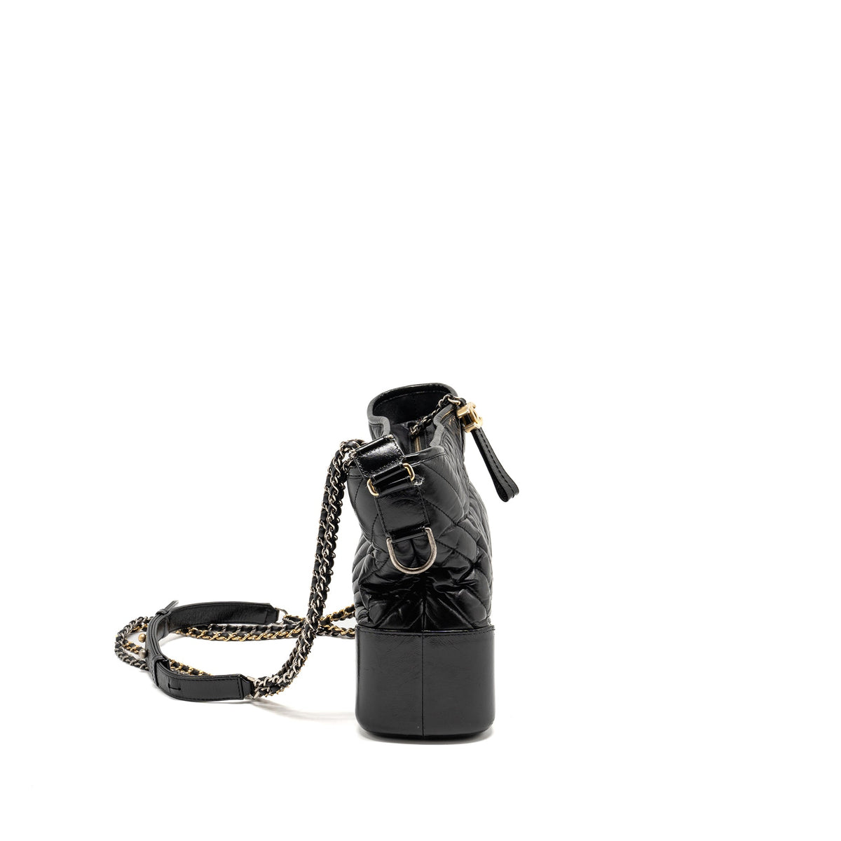 CHANEL GABRIELLE HOBO BAG SHINY CALFSKIN BLACK MULTICOLOUR HARDWARE