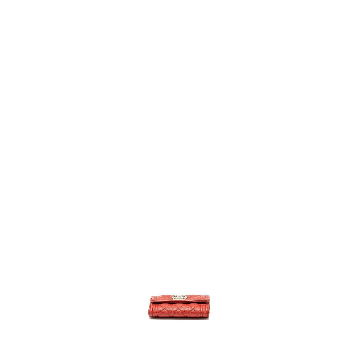 CHANEL BOY FLAP CARD HOLDER CAVIAR RED SHW