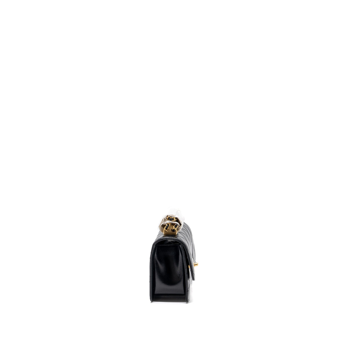 CHANEL 24C GOLD CRUSH MINI FLAP BAG CALFSKIN BLACK GHW  (MICROCHIP)