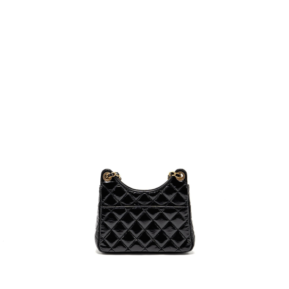 CHANEL 23P HOBO BAG SHINY CALFSKIN BLACK BRUSHED GHW(MICROCHIP)