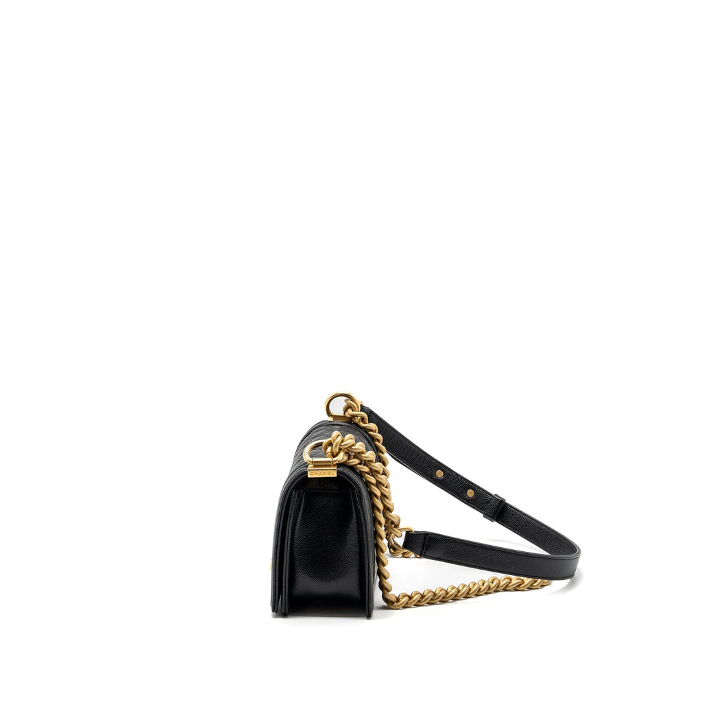 CHANEL SMALL BOY BAG CAVIAR BLACK GHW (MICROCHIP)