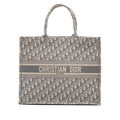 DIOR LARGE BOOK TOTE DIOR OBLIQUE EMBROIDERY ECRU/ GREY