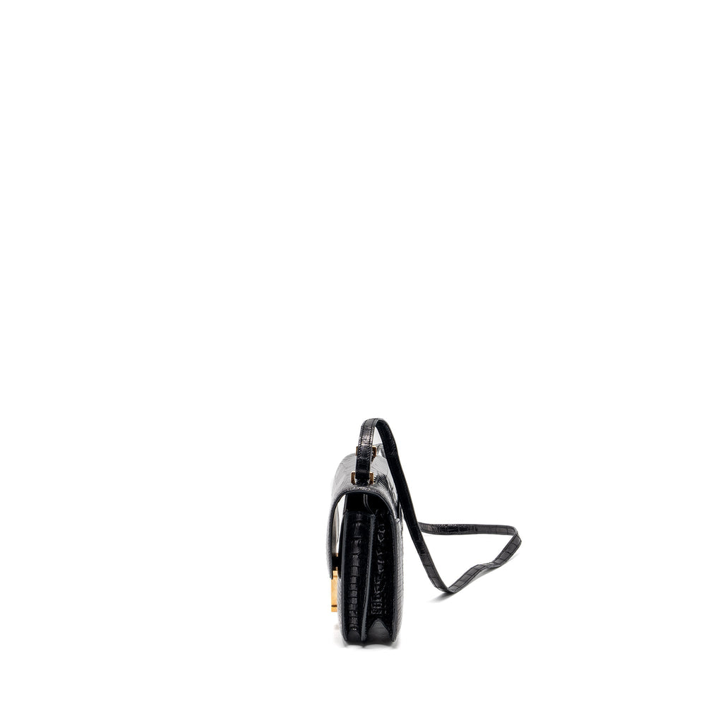 HERMES MINI CONSTANCE ALLIGATOR MISSISSIPPIENSIS SHINY BLACK GHW