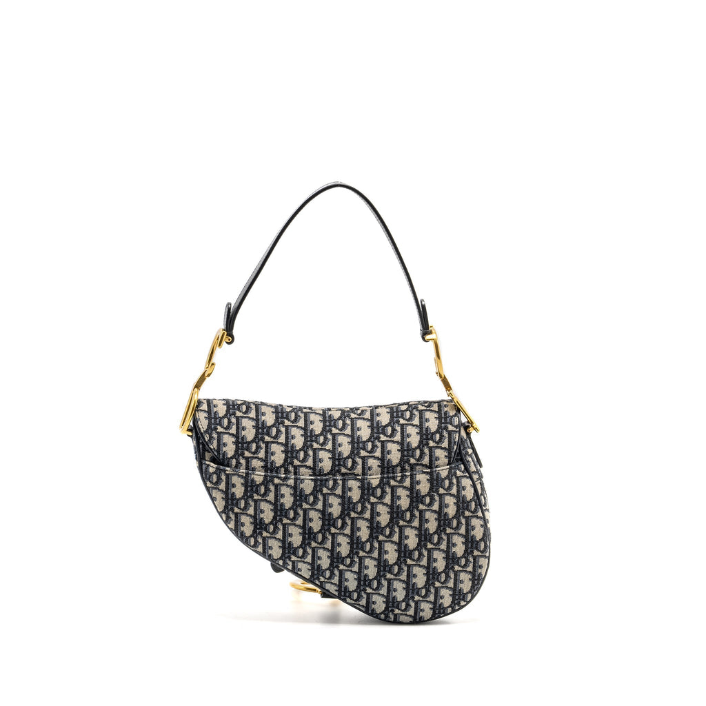 DIOR MEDIUM SADDLE BAG BLUE OBLIQUE CANVAS GHW