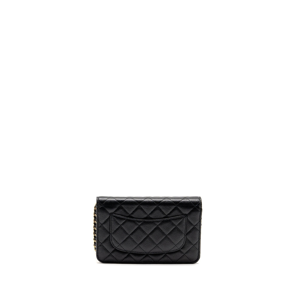 CHANEL CLASSIC WALLET ON CHAIN CAVIAR BLACK GHW (MICROCHIP)