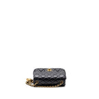 CHANEL PEARL CRUSH MINI SQUARE FLAP BAG LAMBSKIN BLACK GHW (MICROCHIP)